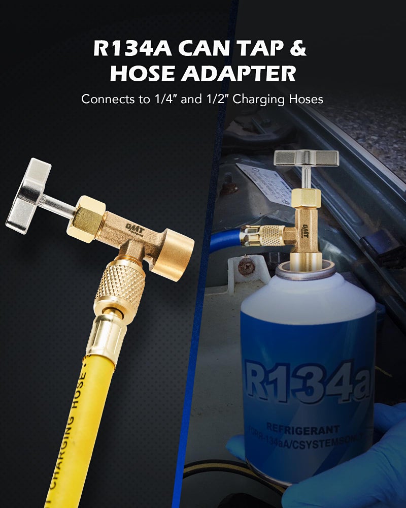Orion Motor Tech R134a Can Tap  Puncture Style R134a Refrigerant Dispenser with Tank Adapter for 1/4"" and 1/2"" AC Charging Hoses for Refilling Automotive Truck SUV and Other Air Conditioning Systems - Image 5
